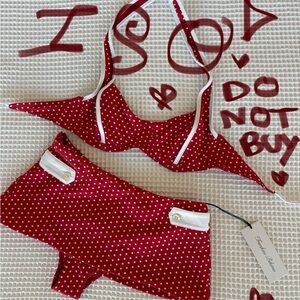 Frankie's Bikinis Red and White Polka Dot Set